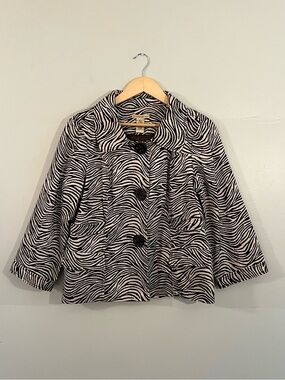Y2K Ecologie brown white zebra print jacket 2000’s statement print fall autumn